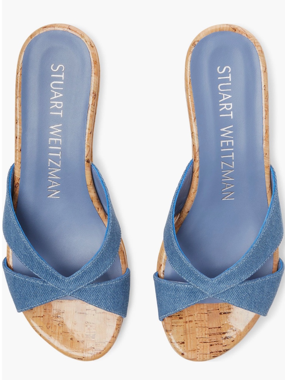 ✨ Stuart Weitzman Carmen Platform Wedge | Washed Vintage Denim New in Box 9.5